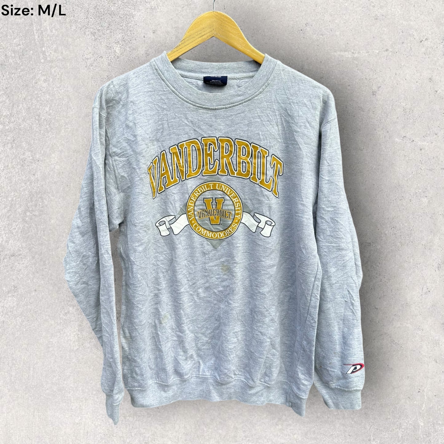 VANDERBLIT PRO PLAYER NCAA GREY CREW NECK PULLOVER JUMPER