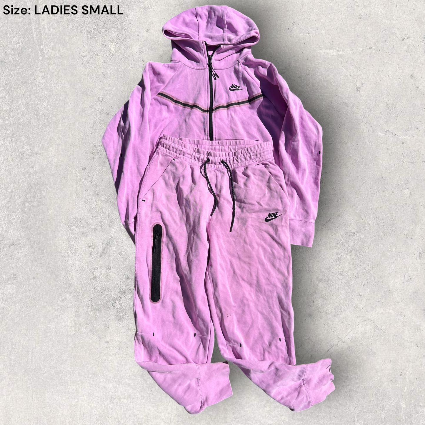 Nike Pink Tech Fleece Ladies Set With Hooded Jacket & Pants