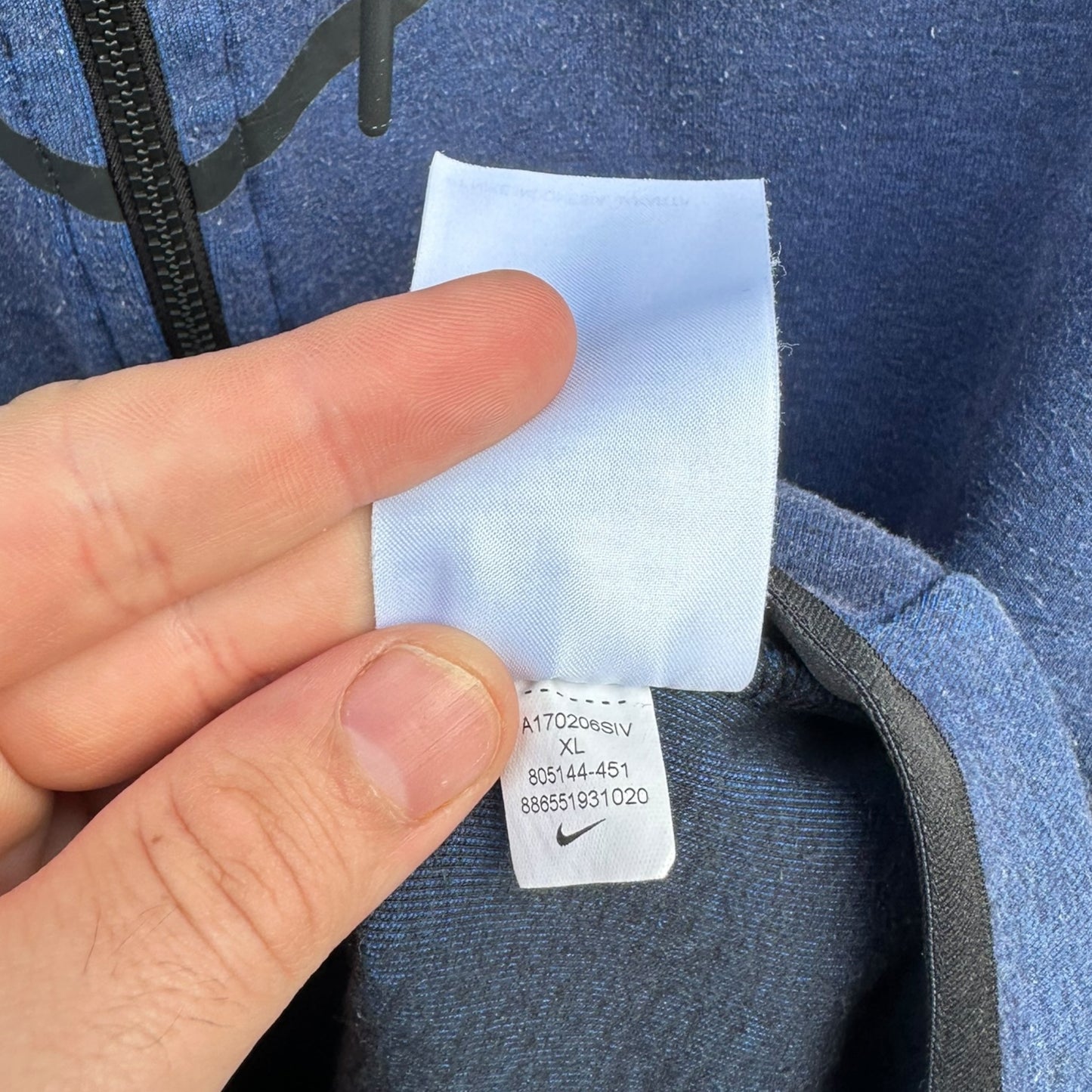 NIKE TECH FLEECE HOODED JACKET OBSIDIAN HEATHER & BLACK