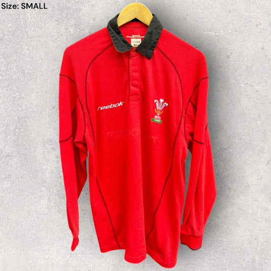 WALES RUGBY UNION REEBOK VINTAGE LONB SLEEVE COTTON JERSEY