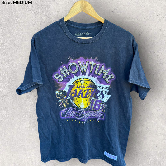 LOS ANGELES LAKERS MITCHELL AND NESS SHOWTIME BLACK SHIRT