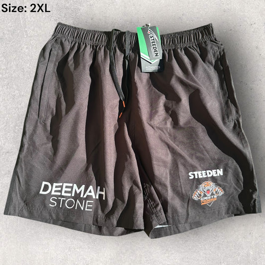 Wests Tigers Steedan Black Training Shorts With Pockets Brand New With Tags