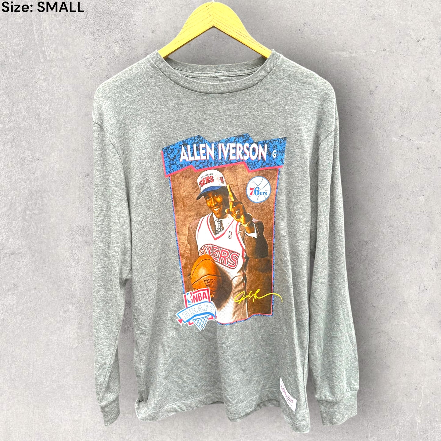ALLEN IVERSON PHILADELPHIA 76ERS MITCHELL & NESS NBA DRAFT LONG SLEEVE SHIRT