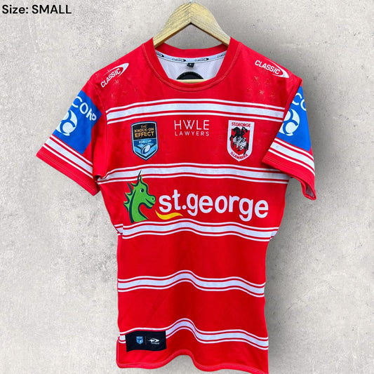 ST GEORGE ILLAWARRA DRAGONS 2024 PLAYER WORN KNOCK ON EFFECT / NSW CUP MATCH JERSEY - S FINAU