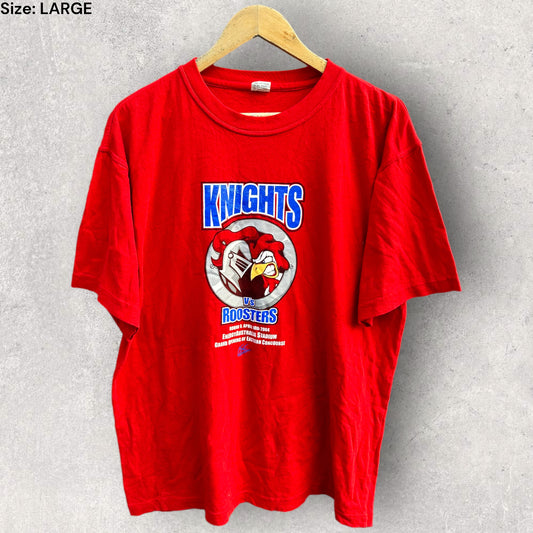NEWCASTLE KNIGHTS VS SYDNEY ROOSTERS 2004 T-SHIRT