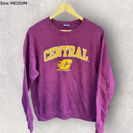 CENTRAL MICHIGAN NCAA MAROON PULLOVER CREWNECK JUMPER