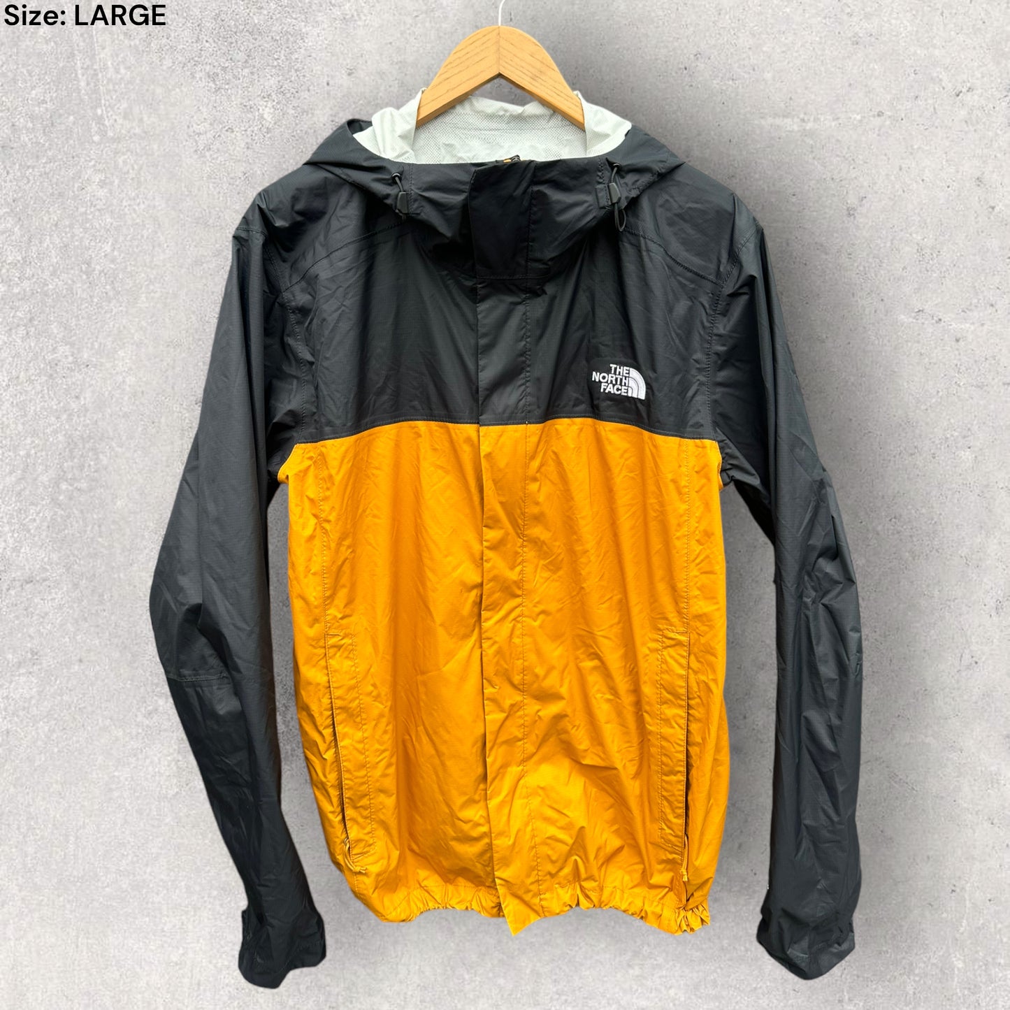 THE NORTH FACE BLACK & MUSTARD WINDBREAKER HOODED JACKET