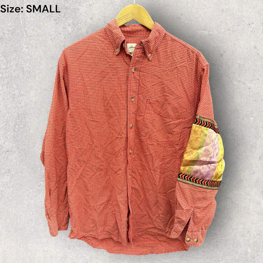 EDDIE BAUER VINTAGE RED CHECKERED BUTTON UP LONG SLEEVE SHIRT