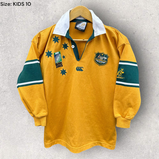 AUSTRALIAN WALLABIES CANTERBURY 2003 RUGBY WORLD CUP LONG SLEEVE KIDS JERSEY