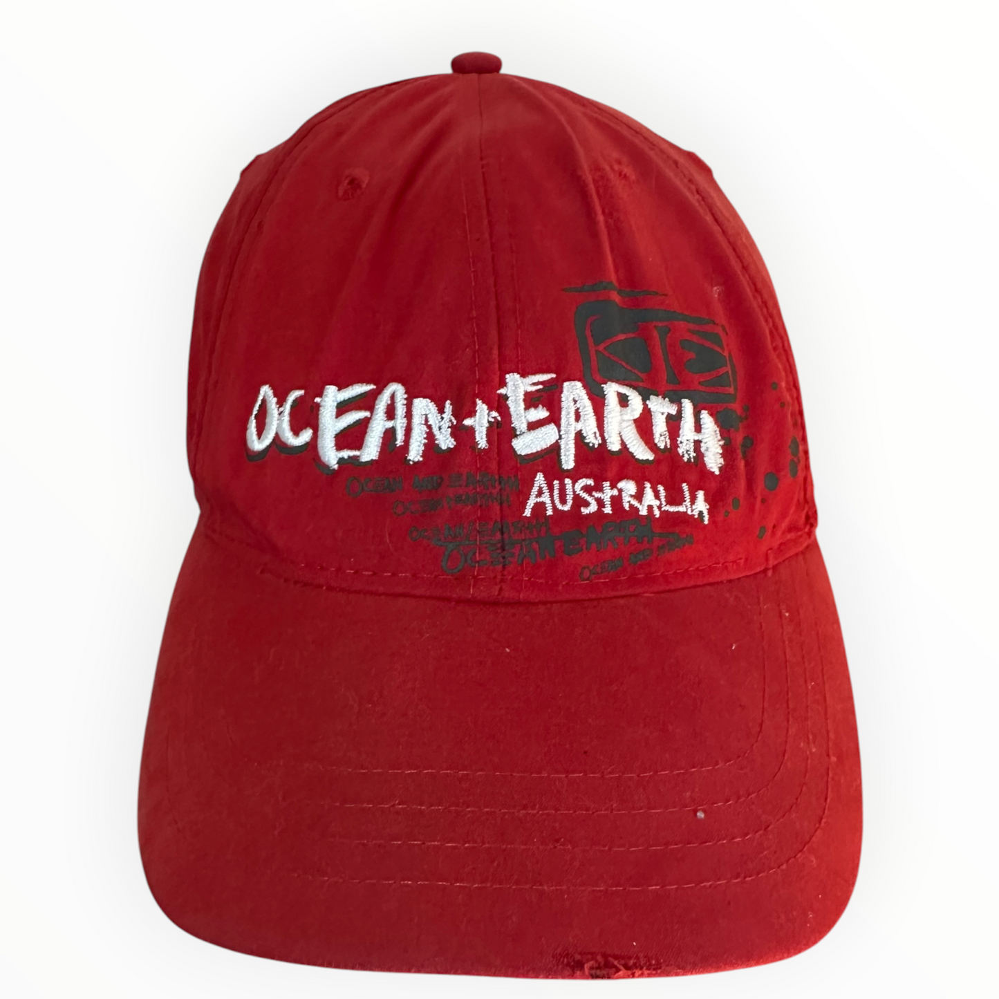 Ocean Earth Australia Vintage Red Cap Hat