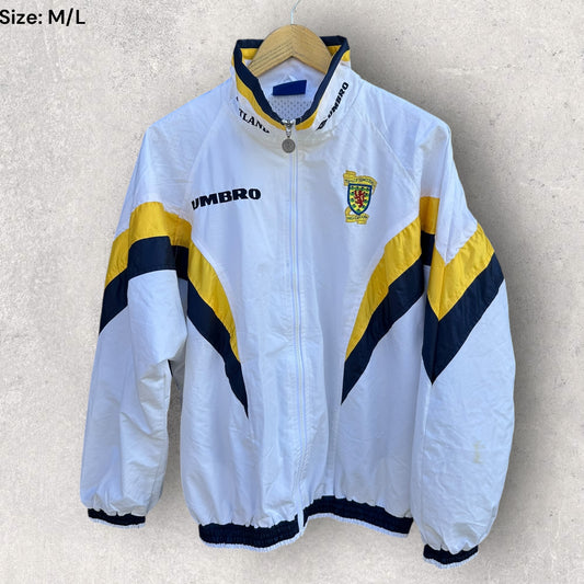 SCOTLAND FOOTBALL UMBRO WHITE WINDBREAKER JACKET