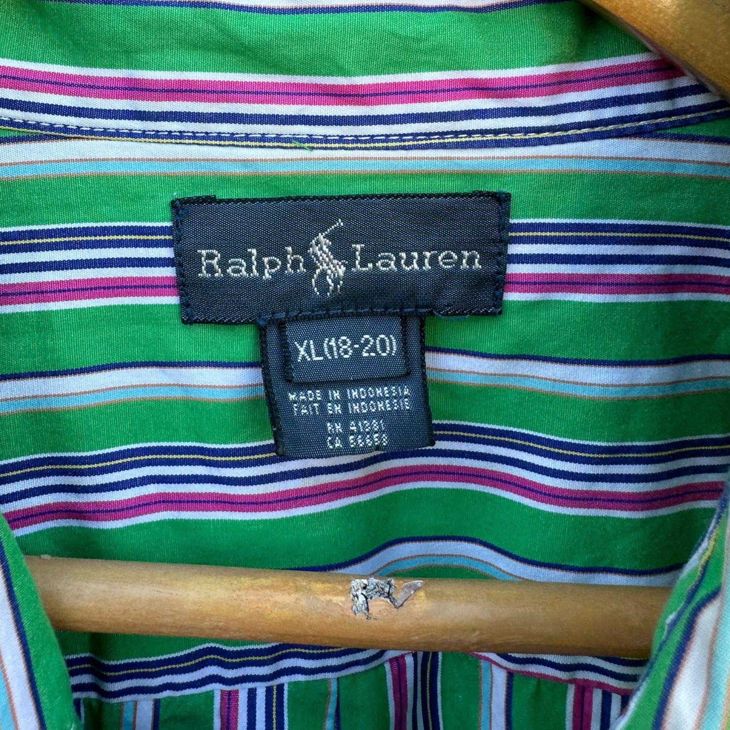 RALPH LAUREN POLO GREEN STRIPPED DRESS SHIRT