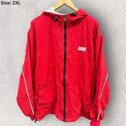 TOMMY HILFIGER JEANS RED VINTAGE FULL ZIP VINTAGE HOODED JACKET