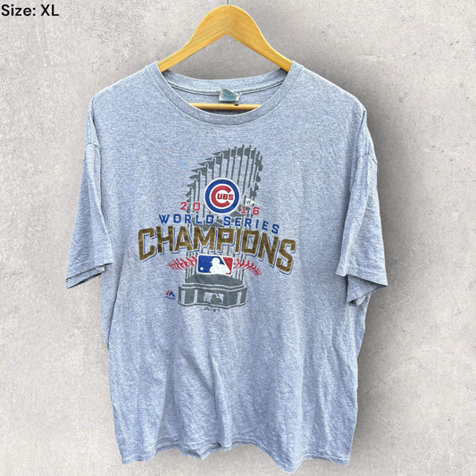CHICAGO CUBS 2016 WORLD SERIES CHAMPS GREY MLB T-SHIRT