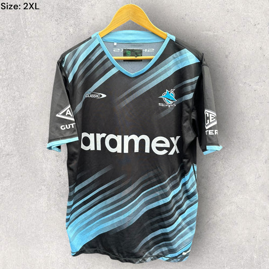 CRONULLA SHARKS 2024 CLASSIC TRAINING SHIRT ISSUED TO TOM HAZLETON