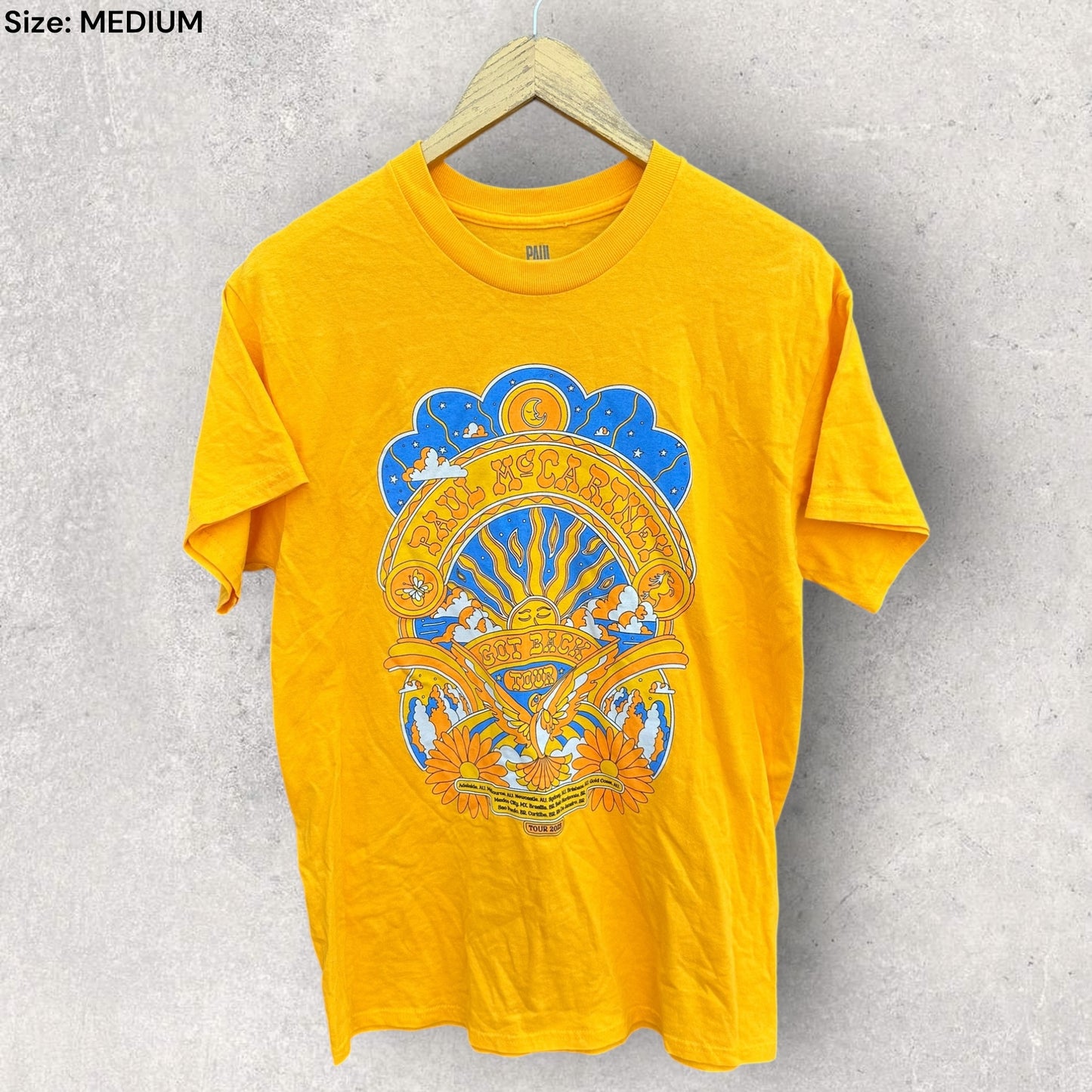 Paul McCartney 2023 Australia Got Back tour T-shirt Yellow