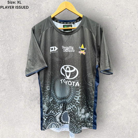 NORTH QUEENSLAND COWBOYS INDIGENOUS TRAINING SHIRT ISSUED TO KANE BRADLEY