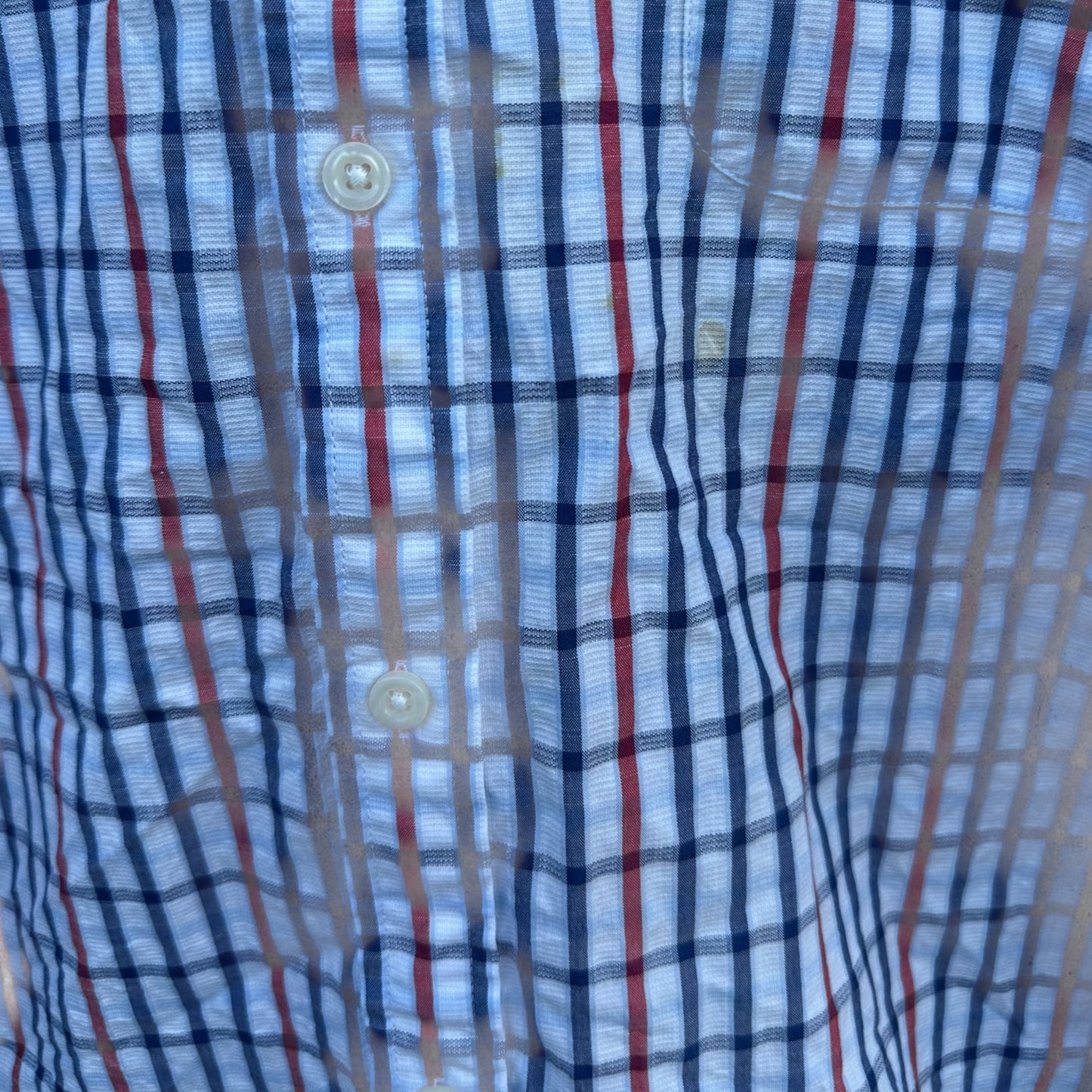 TOMMY HILFIGER LONG SLEEVE WHITE BUTTON UP CHECKERED SHIRT