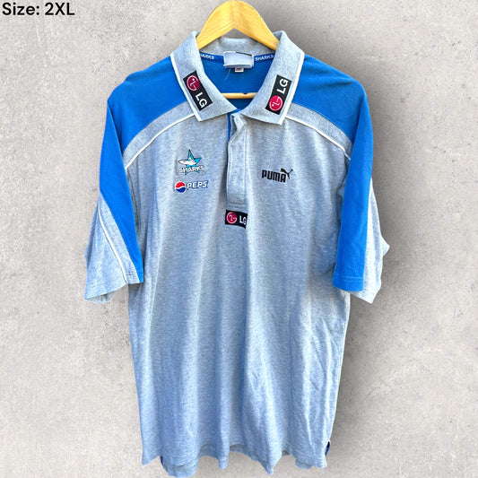 CRONULLA SHARKS VINTAGE PUMA KING PEPSI GREY POLO SHIRT