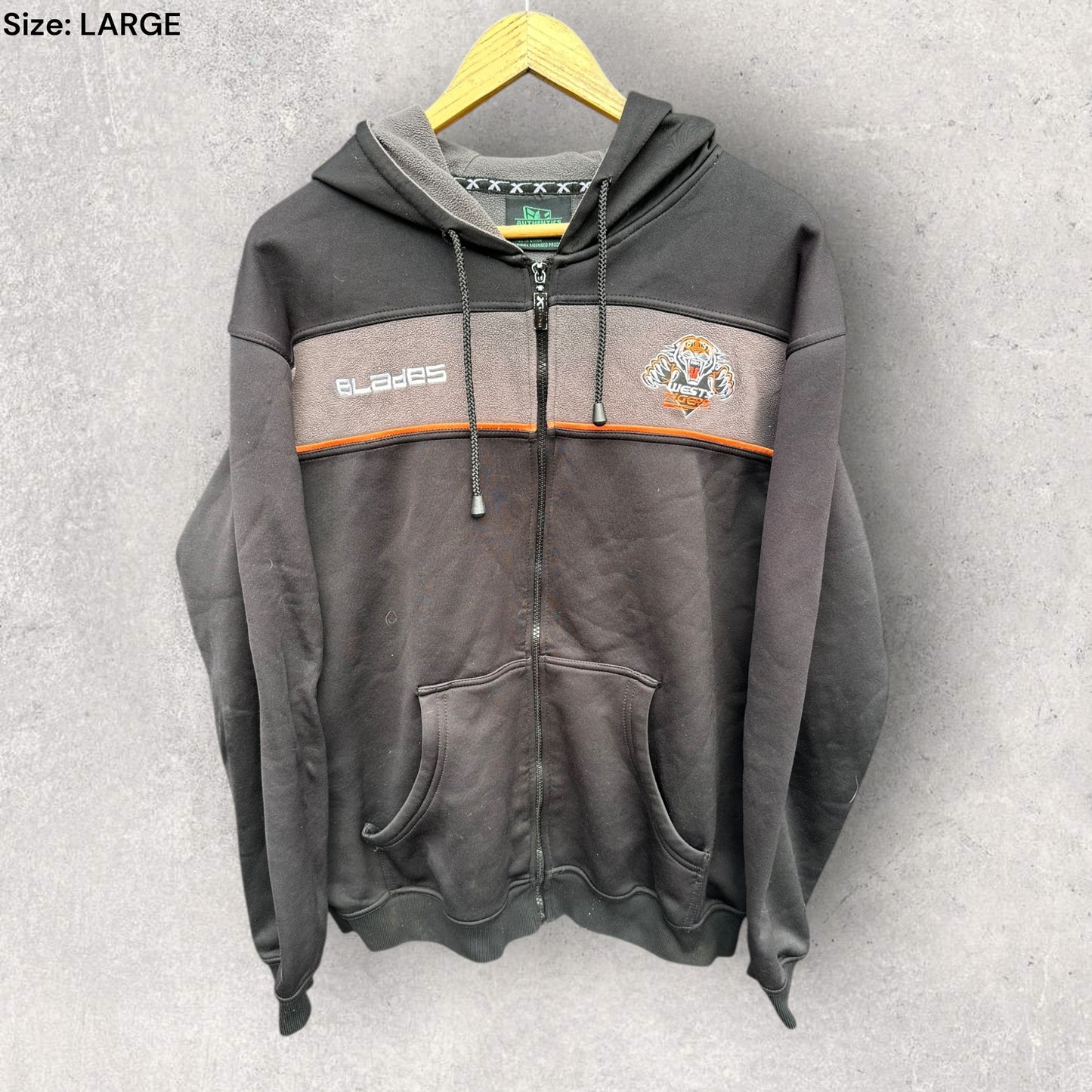 WESTS TIGERS X-BLADES BLACK HOODED JUMPER