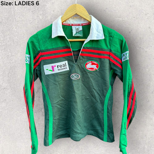 SOUTH SYDNEY RABBITOHS 2004 LADIES LONG SLEEVE COTTON SHIRT SIGNED