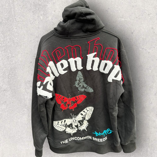 UNCOMMON BREED DEMFINGS FALLEN HOPE BUTTERFLY BLACK HOODED JUMPER