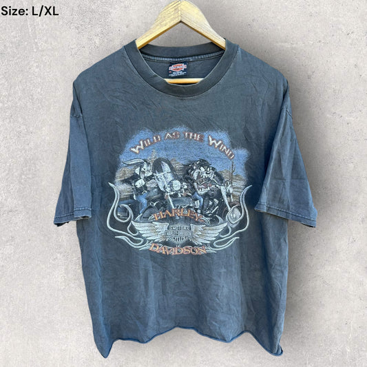 HARLEY DAVIDSON 2000 LOONEY TUNES MILE HIGH, AURORA VINTAGE SHORT SLEEVE SHIRT
