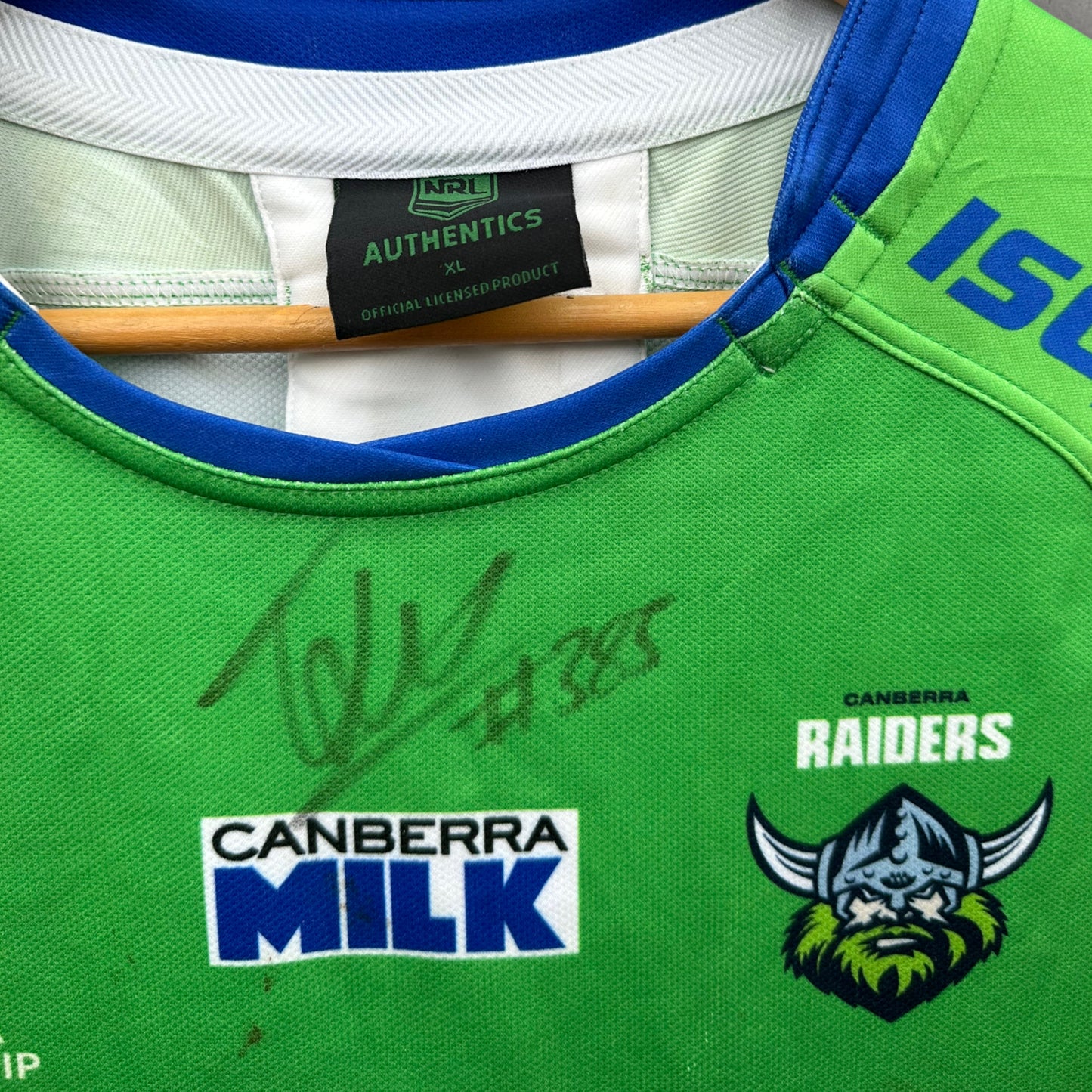 TREY MOONEY CANBERRA RAIDERS 2024 MATCH WORN JERSEY SIGNED