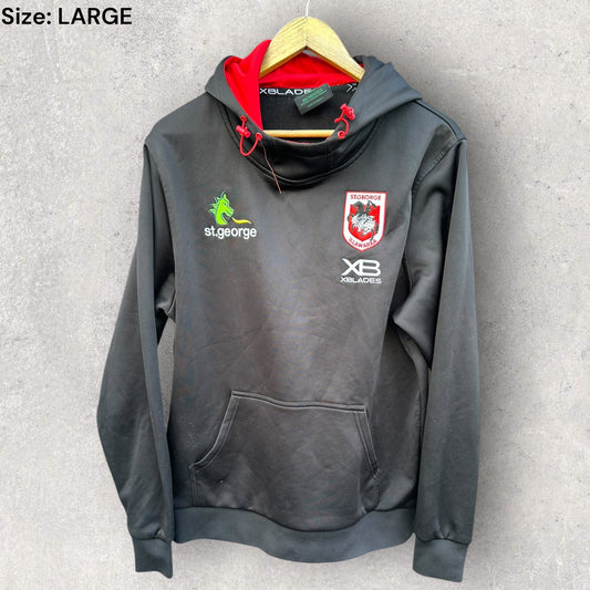ST GEORGE ILLAWARRA DRAGONS X-BLADES BLACK HOODED JUMPER
