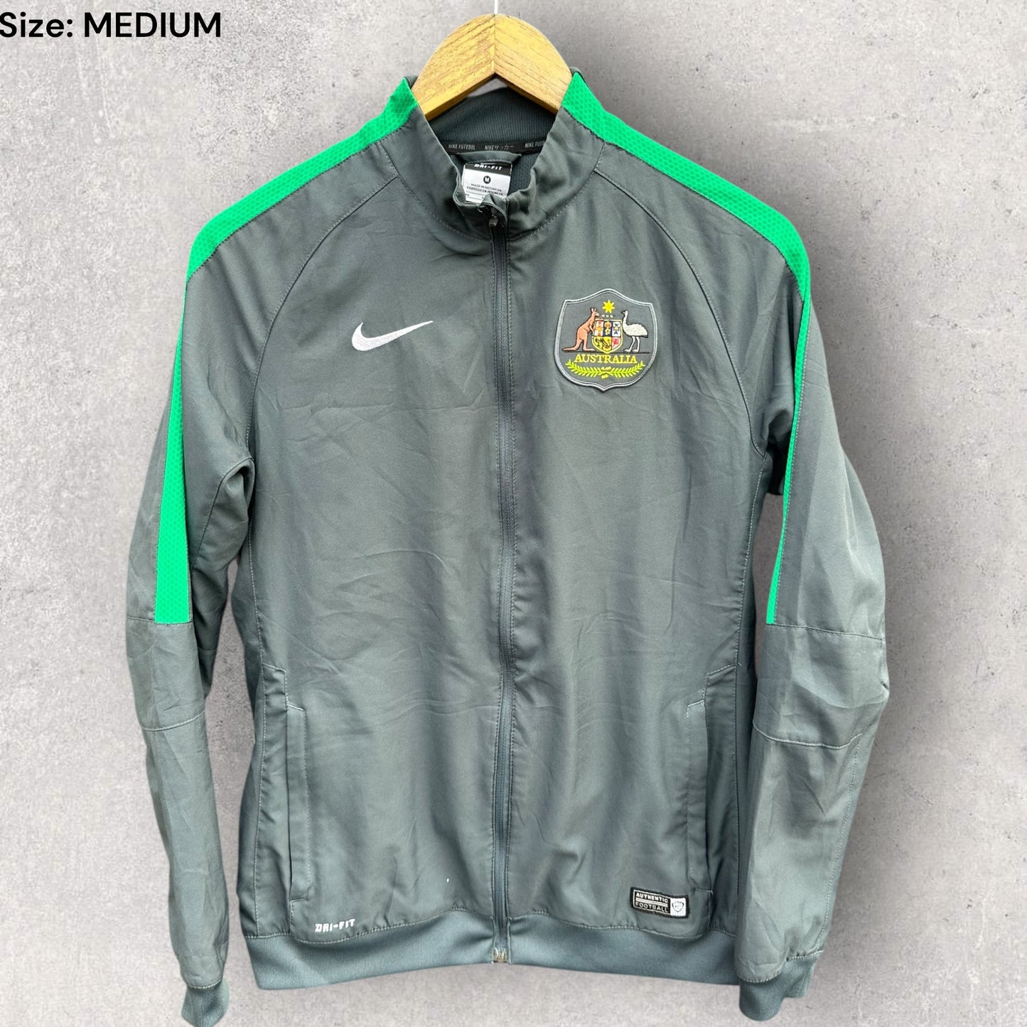 AUSTRALIAN SOCCEROOS NIKE GREY WINDBREAKER FOOTBALL JACKET