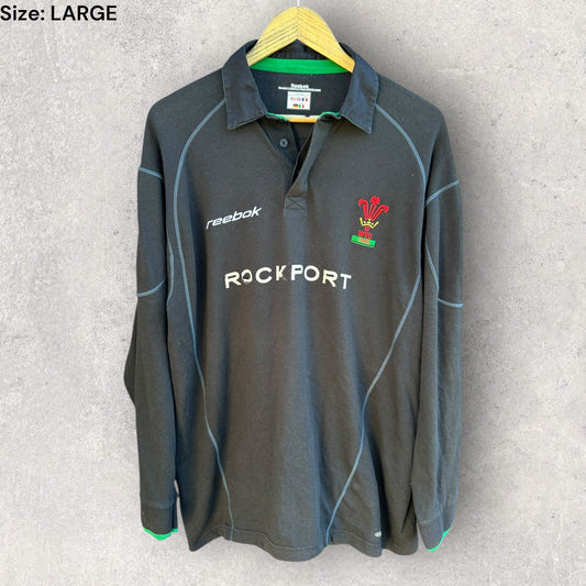 Wales Rugby Union Reebok Vintage Long Sleeve Black Cotton Jersey