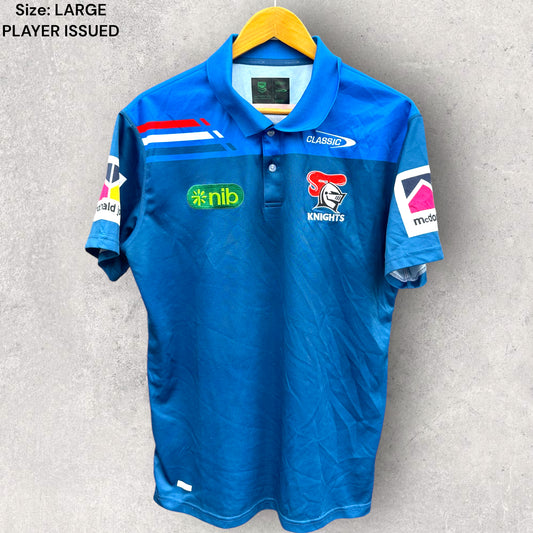 NEWCASTLE KNIGHTS PLAYER ISSUED MEDIA POLO SHIRT