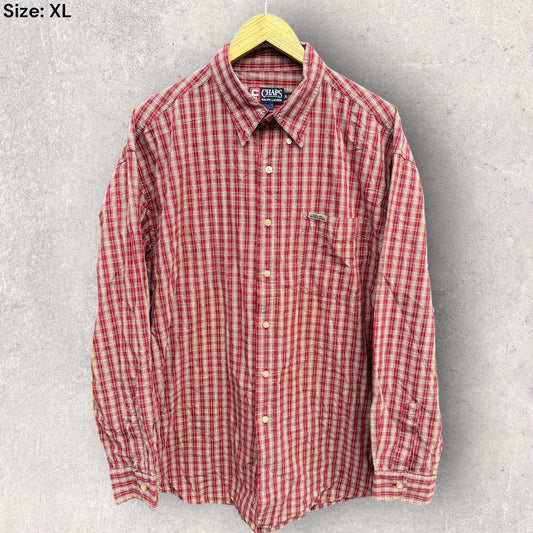 RALPH LAUREN X CHAPS RED CHECKERED LONG SLEEVE BUTTON UP SHIRT