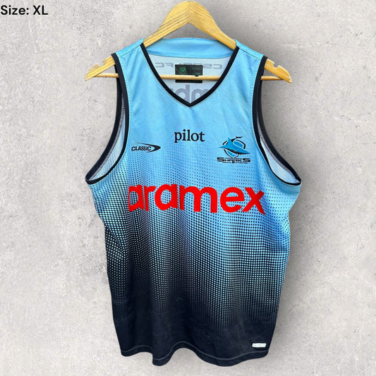 CRONULLA SHARKS 2025 TRAINING SINGLET PLAYER ISSUED TOM HAZLETON