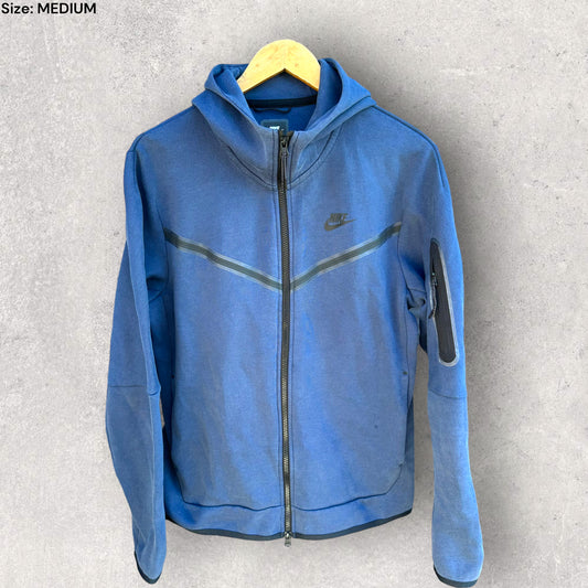 NIKE TECH FLEECE BLUE FULL ZIP HOODED JUMPER