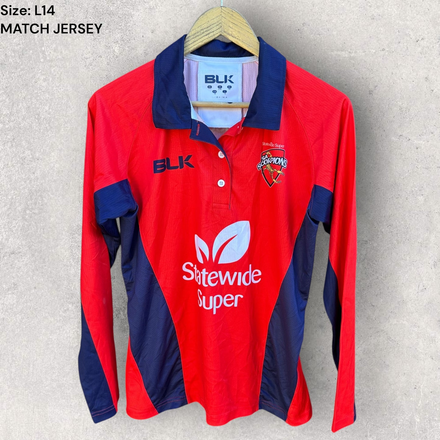 SOUTH AUSTRALIAN SCORPIONS MATCH WORN CRICKET JERSEY AJ WELLINGTON