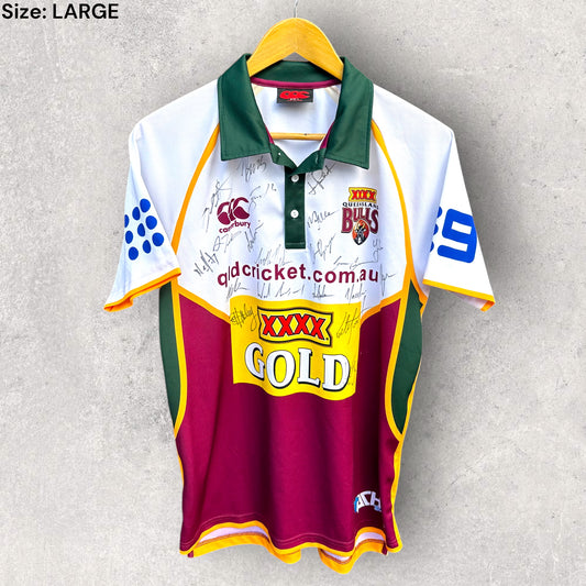 QUEENSLAND BULLS CRICKET VINTAGE CANTERBURY JERSEY SIGNED BY SQUAD