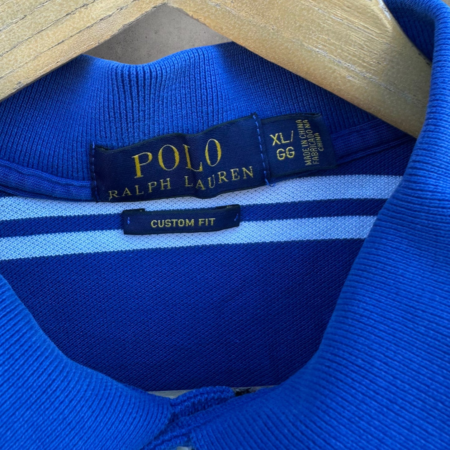 RALPH LAUREN POLO BLUE STRIPPED SHORT SLEEVE POLO SHIRT