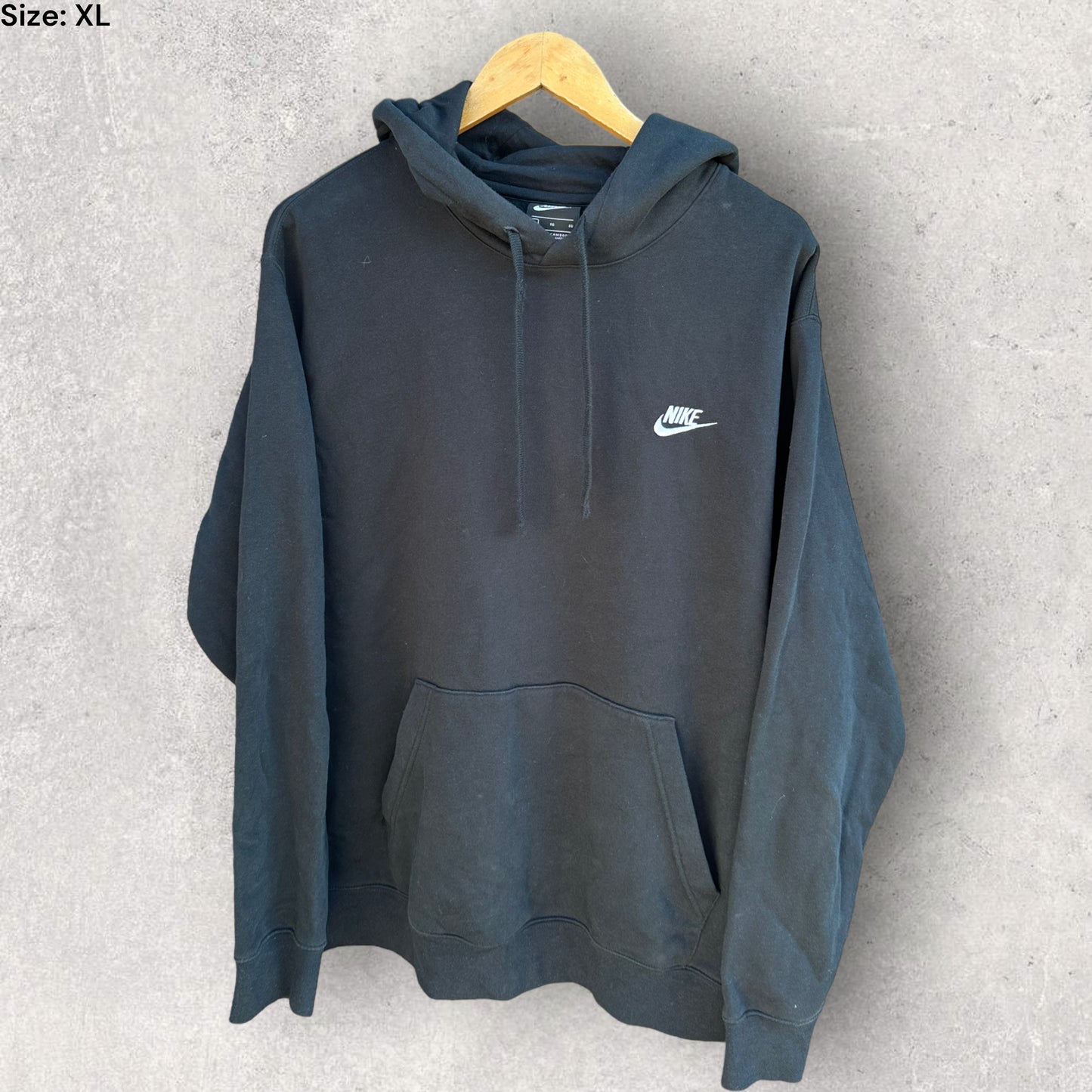 NIKE BLACK HOODED PULLOVER JUMPER