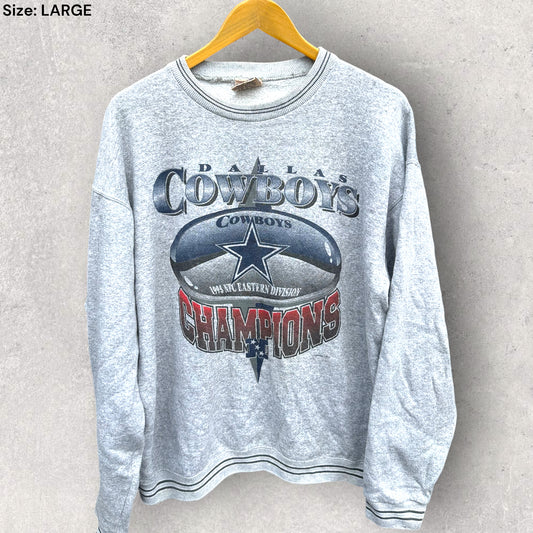 DALLAS COWBOYS 1995 VINTAGE GREY SUPERBOWL CREW NECK JUMPER