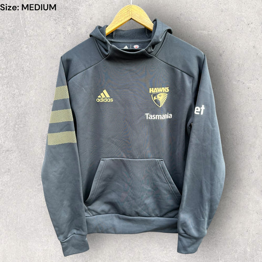 Hawthorn Hawks Adidas On Field Blue Pullover Hooded AFL Jumper