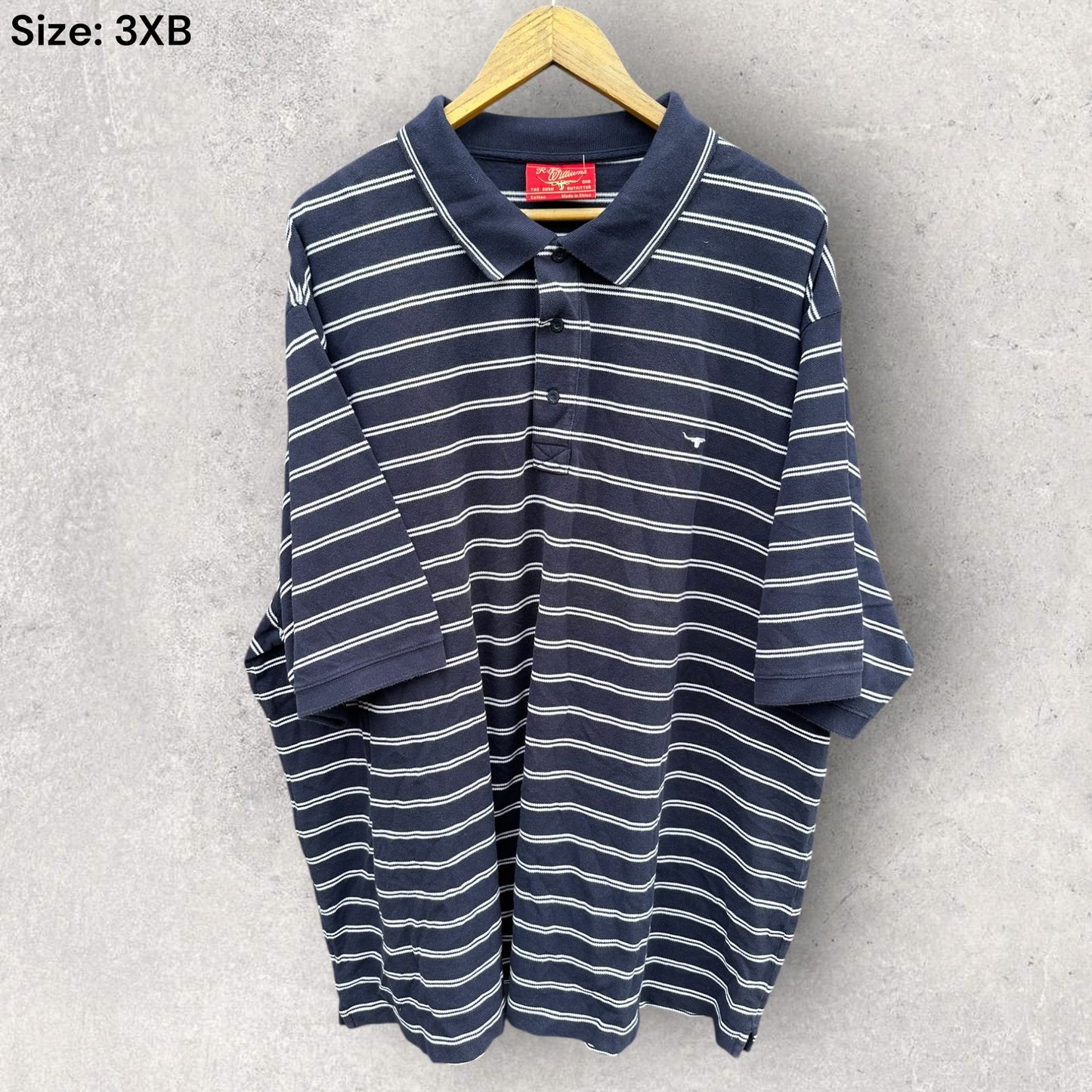 RM Williams Blue Stripped Short Sleeve Polo Shirt