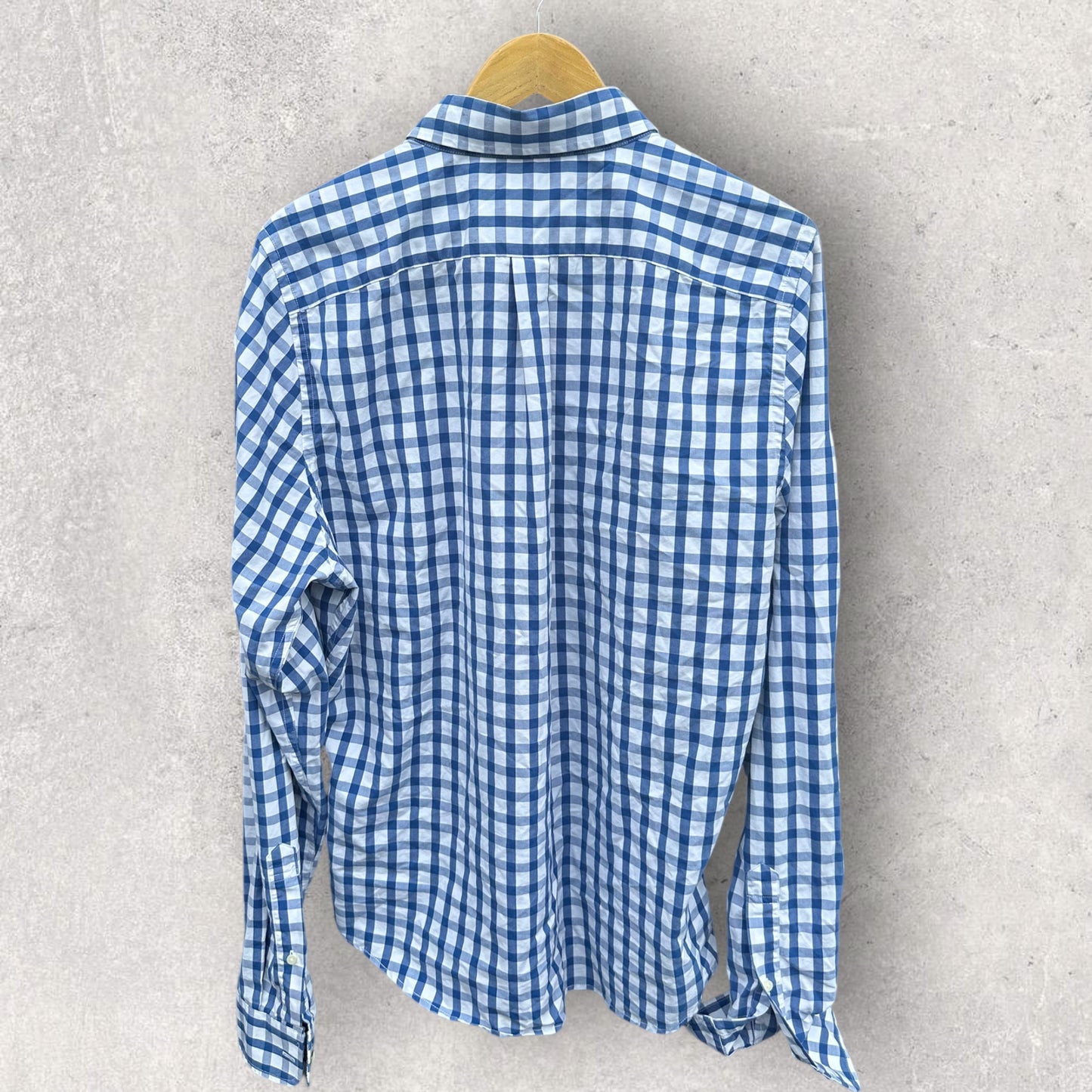ABERCROMBIE & FITCH MENS BLUE & WHITE CHECKERED LONG SLEEVE BUTTON UP MUSCLE SHIRT