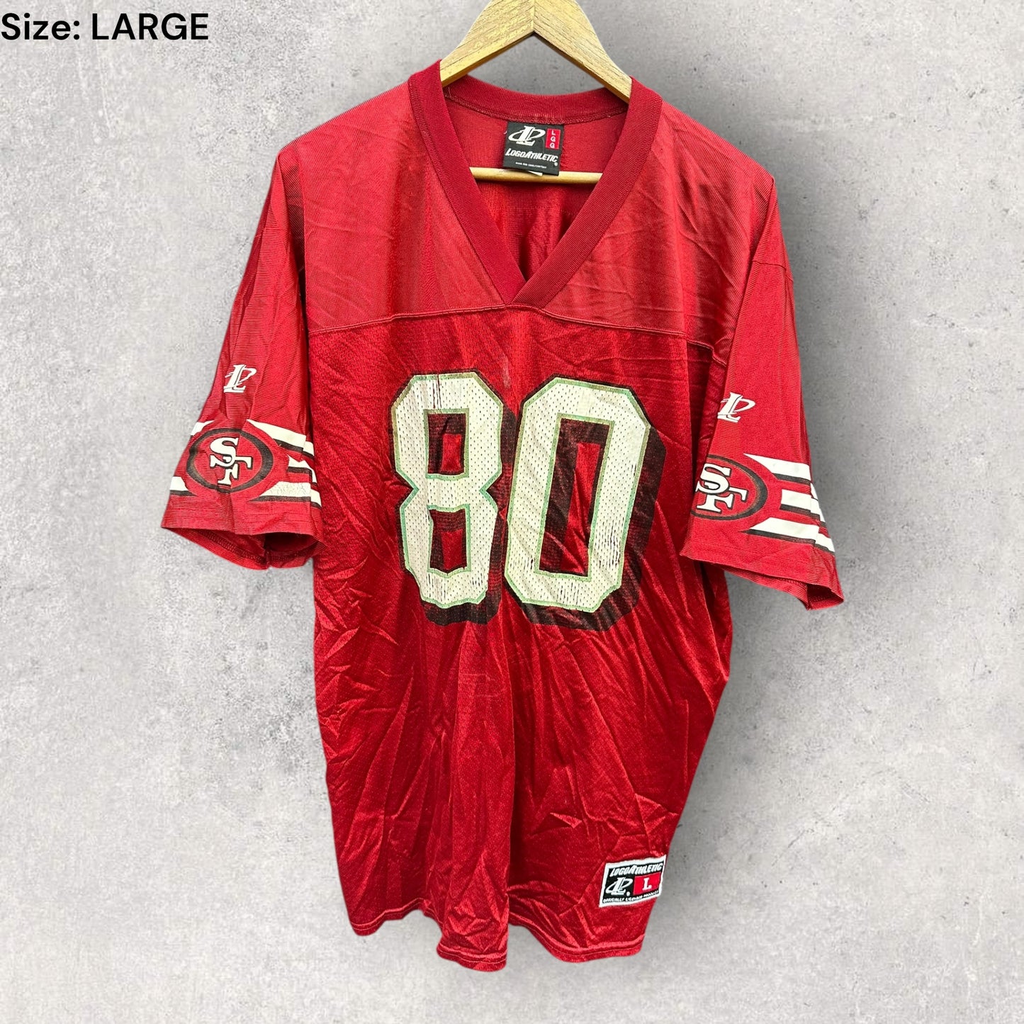 Jerry Rice San Francisco 49ers Logo Athletic Vintage NFL Red Jersey