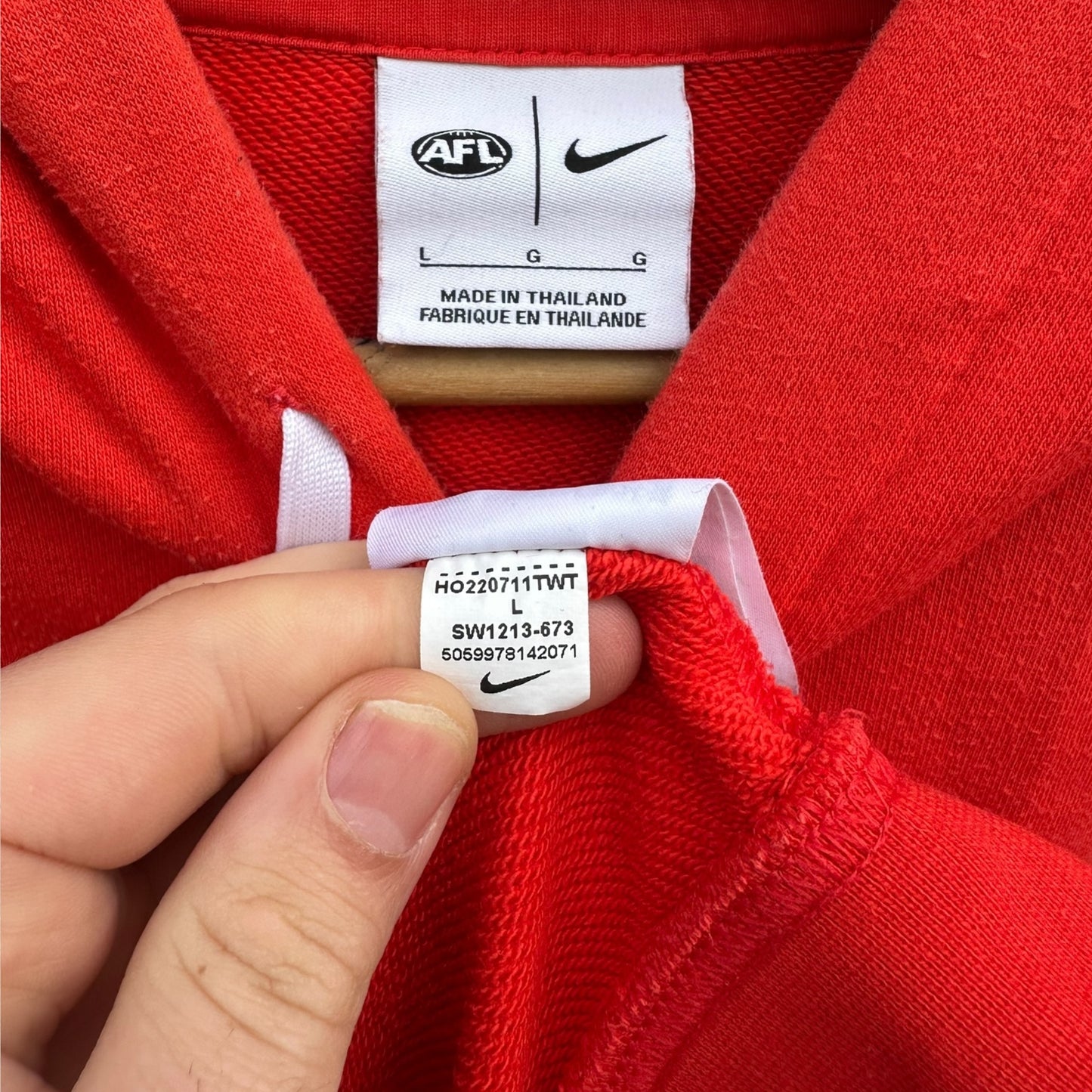 SYDNEY SWANS ACADEMY NIKE PULLOVER RED HOODED AFL JUMPER