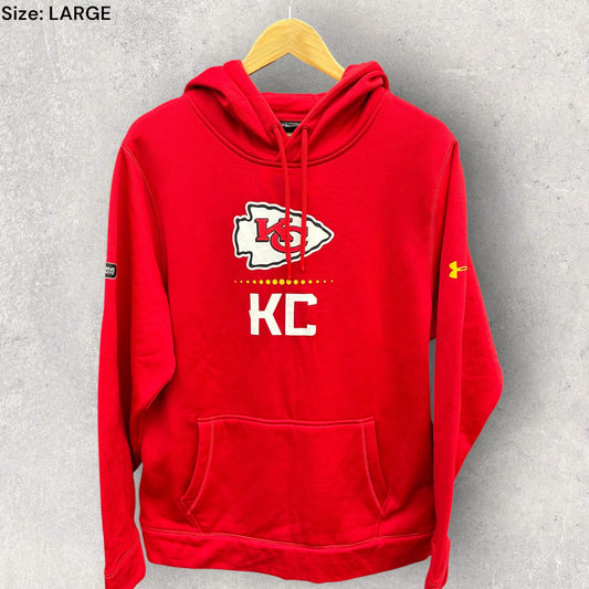 KANSAS CITY CHIEFS UNDER ARMOUR NFL COMBINE RED HOODED JUMPER