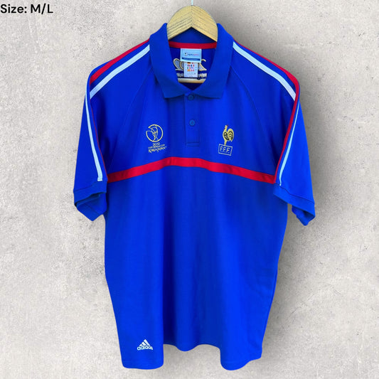 FRANCE 2002 WORLD CUP VINTAGE BLUE FOOTBALL POLO SHIRT