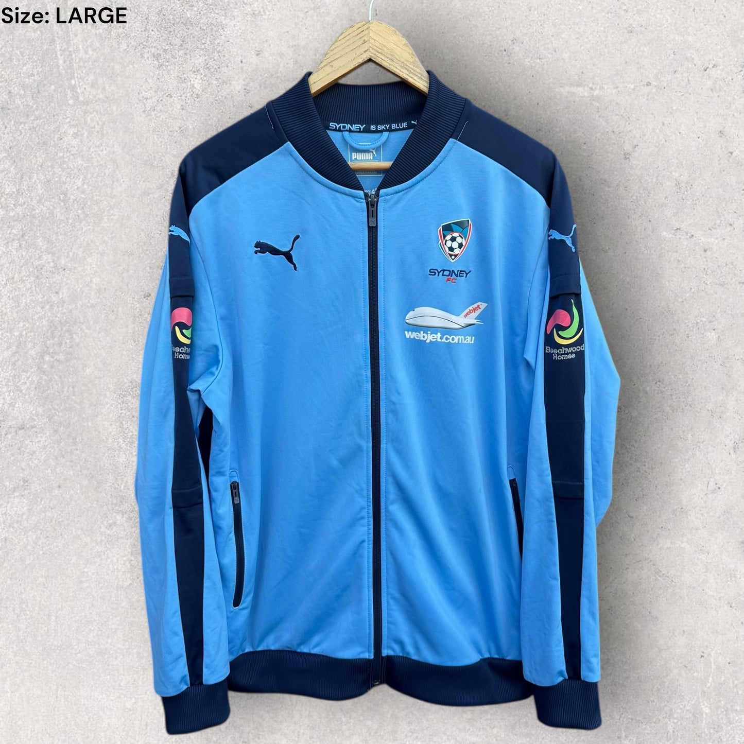 SYDNEY FC PUMA FULL ZIP SKY BLUE FOOTBALL TRACK JACKET