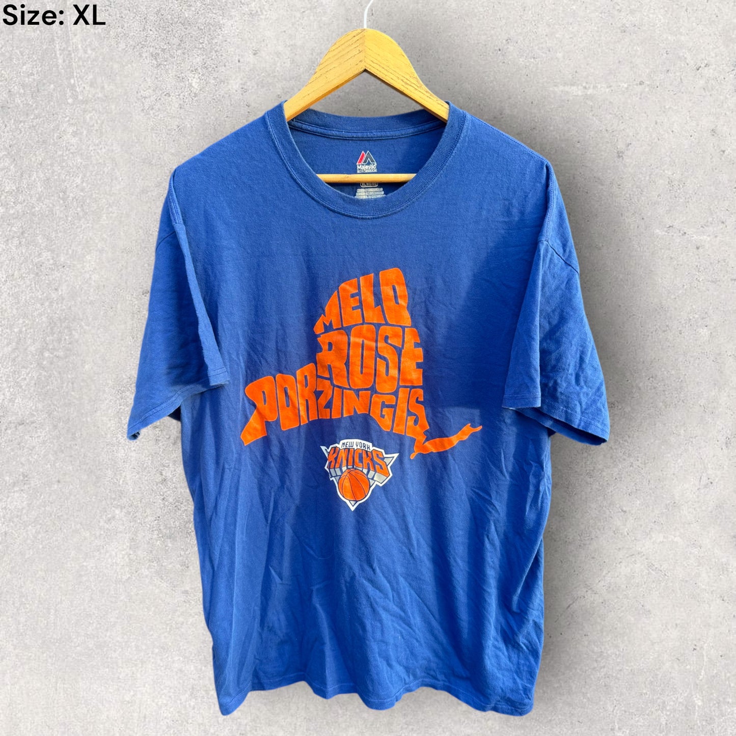 NEW YORK KNICKS MAJESTIC MELO, ROSE, PORZINGIS SHIRT