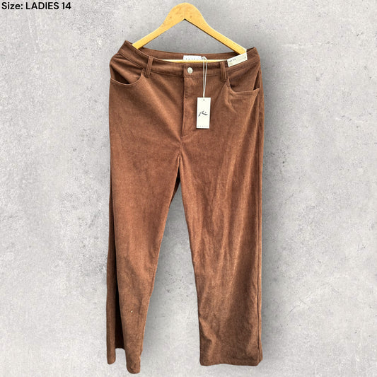 RUSTY BROWN CORDUROY HIGH RISE PANTS BRAND NEW WITH TAGS